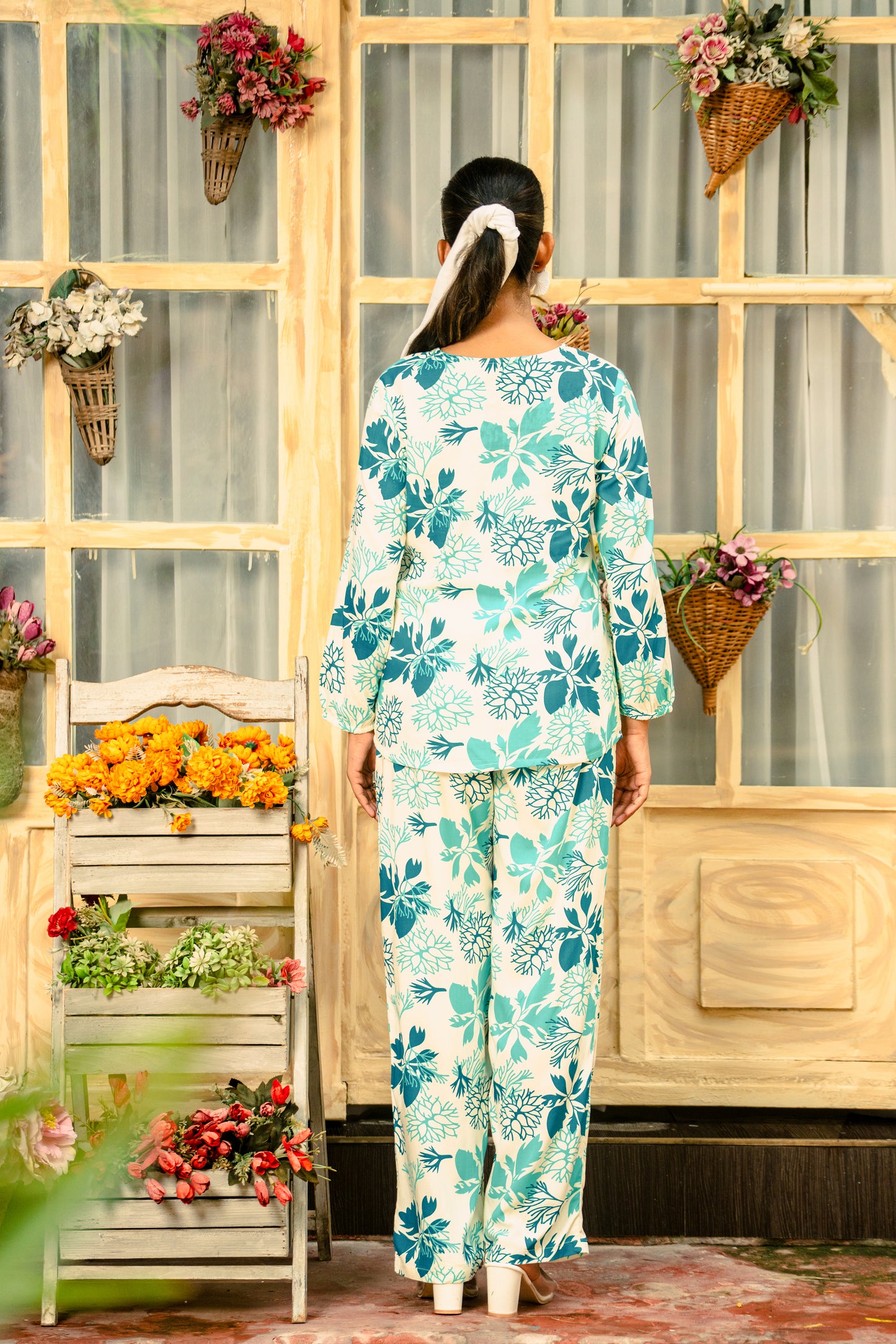 Two Piece Rayon Floral Cord Set