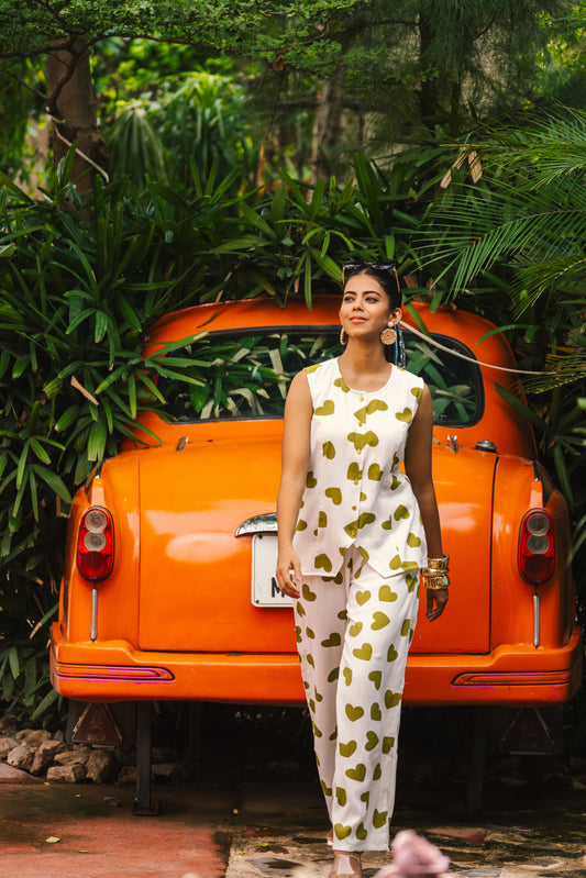 Two Piece Cut Sleeve Heart Cord Set