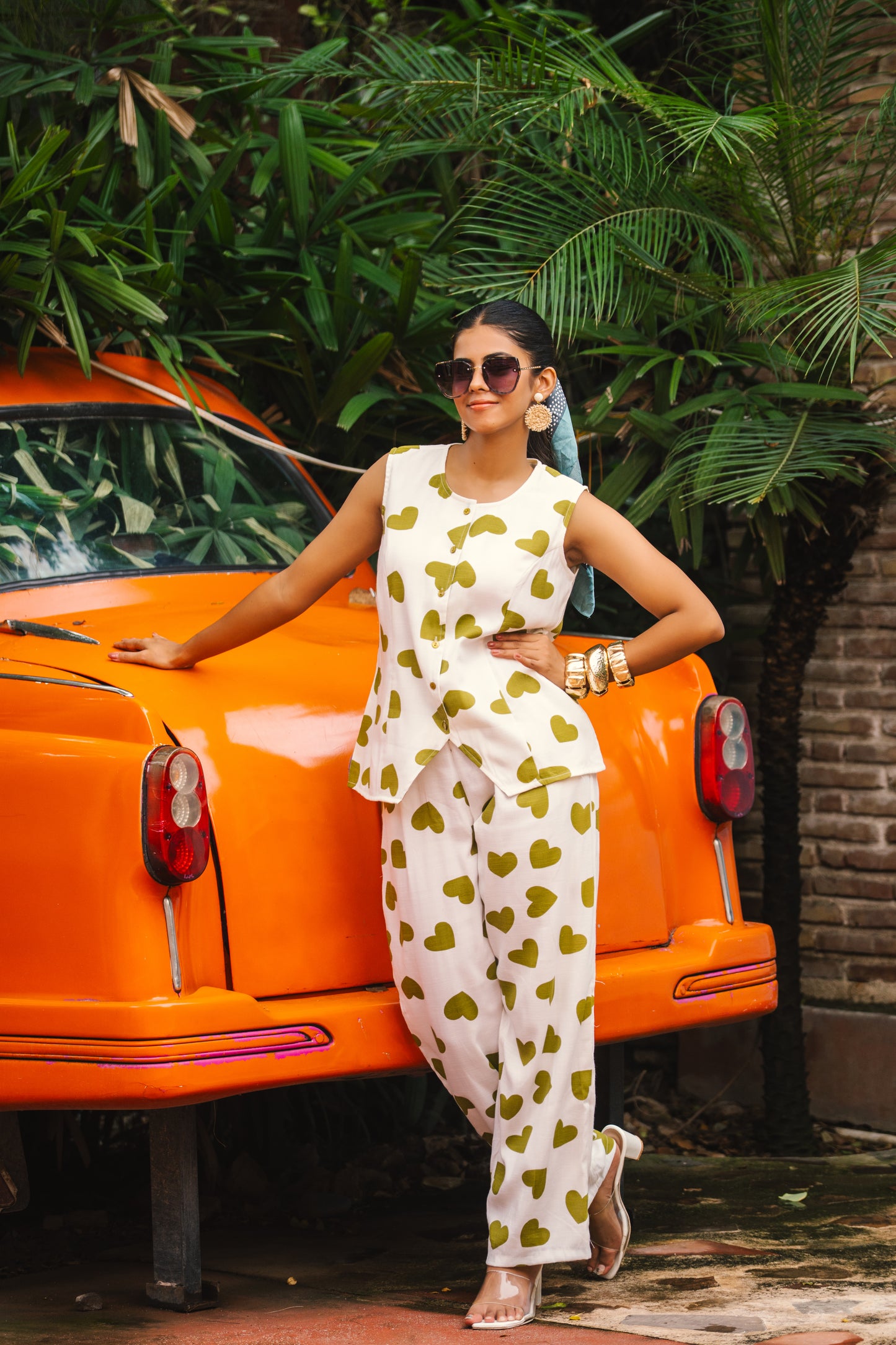 Two Piece Cut Sleeve Heart Cord Set