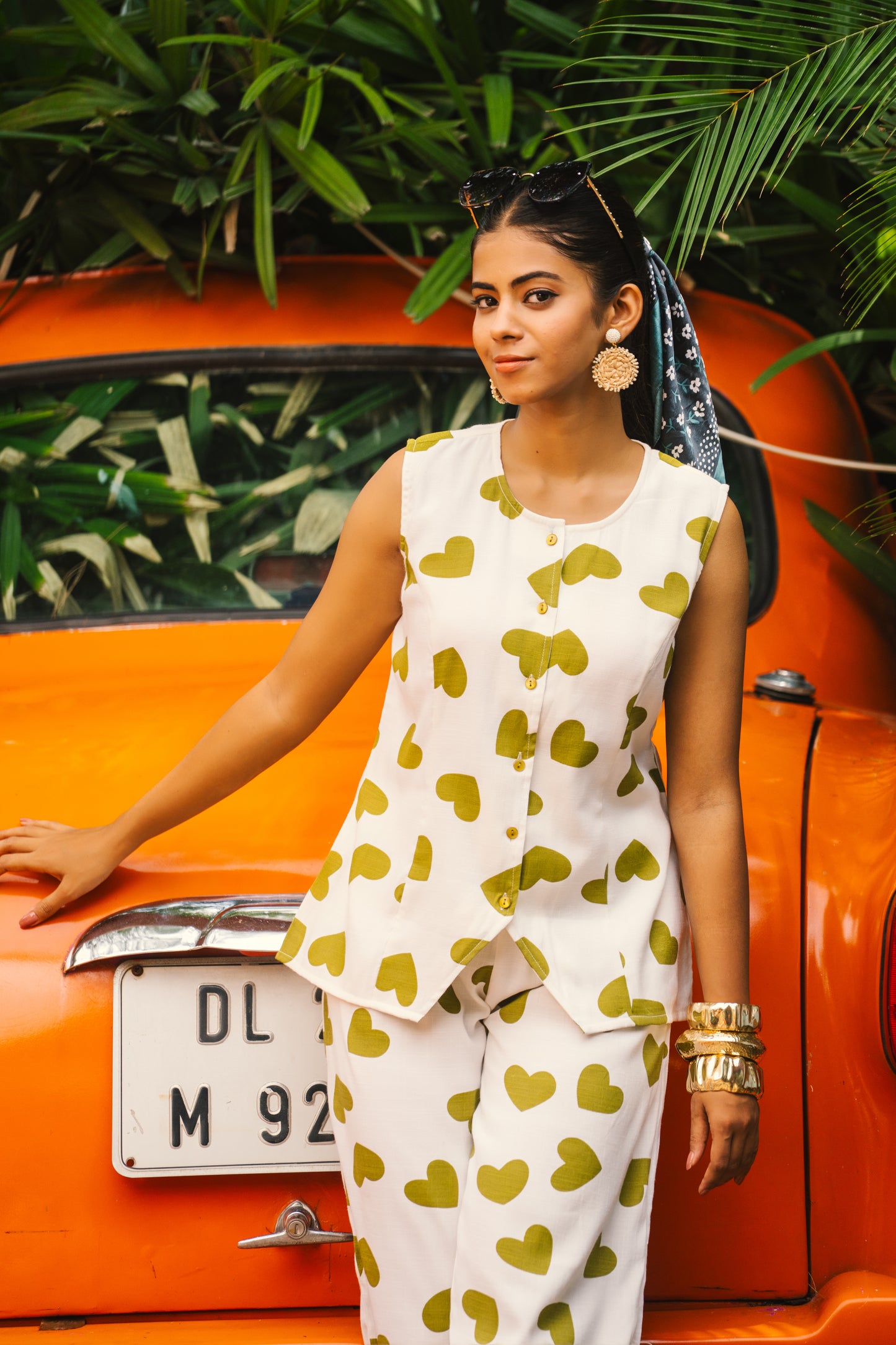 Two Piece Cut Sleeve Heart Cord Set