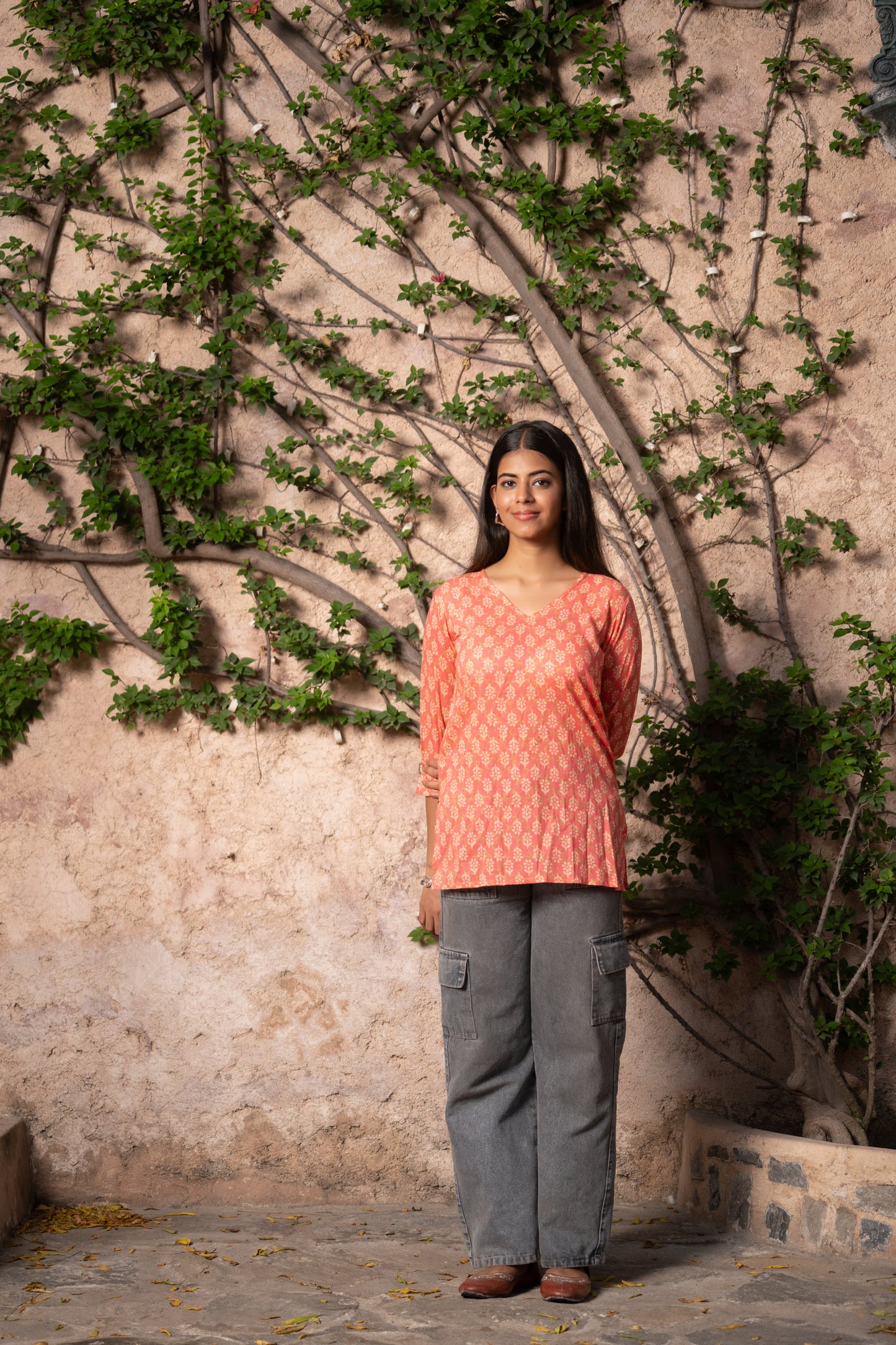 Classy Orangish Kurti Diwali Special Color